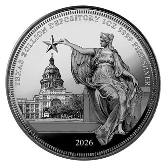 2026 1 oz Silver State of Texas Lone Star Coin
